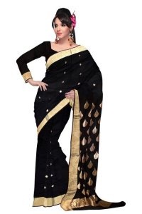 Printed Bollywood Chiffon Saree  (Black)